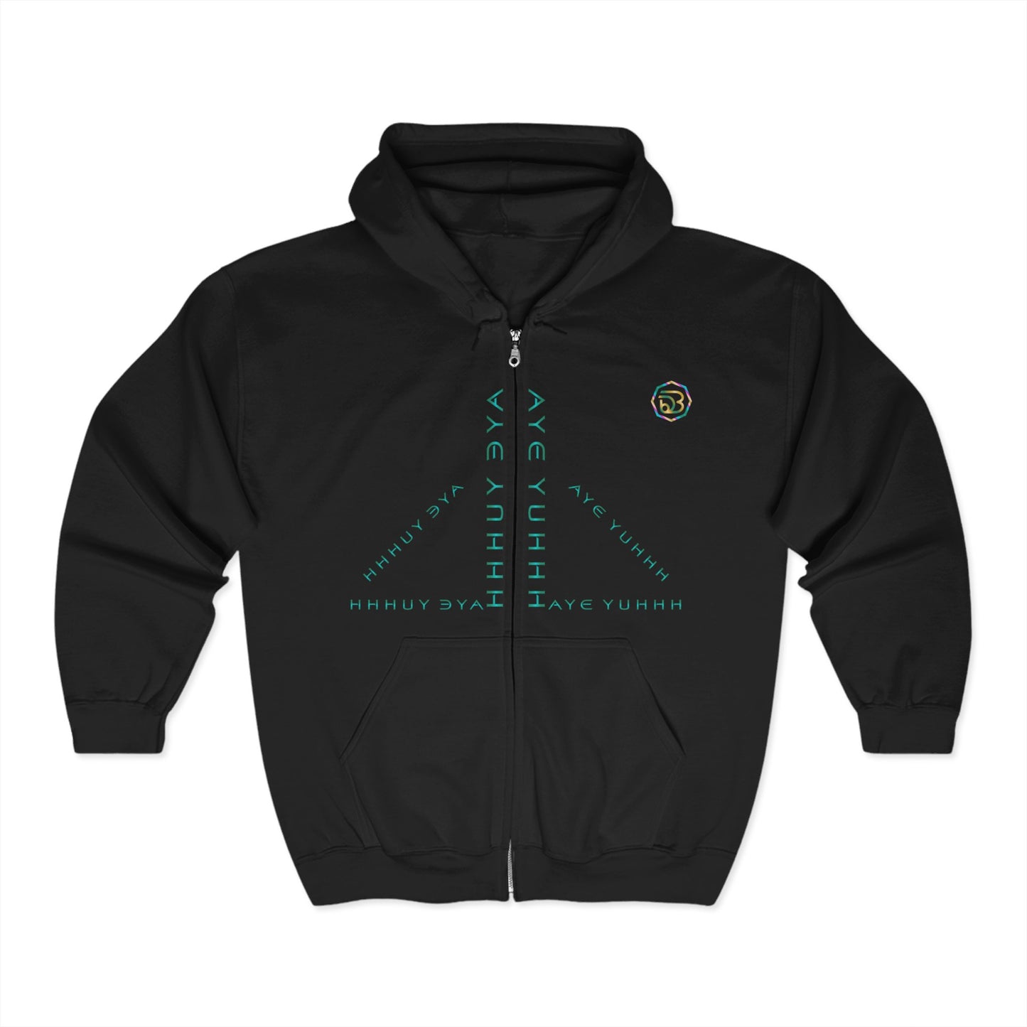 Copy of "AYE YUHHH" Full Zip Hooded Sweatshirt with Mirrored Design