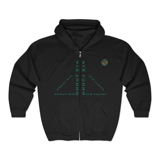 Copy of "AYE YUHHH" Full Zip Hooded Sweatshirt with Mirrored Design